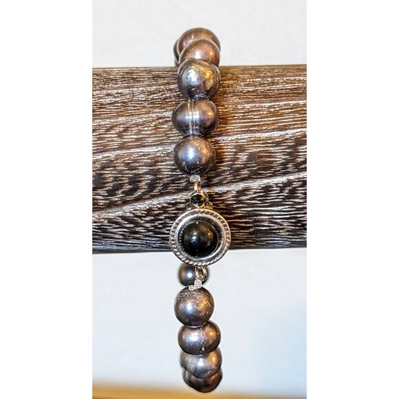Natural Freshwater Pearl Bracelet W/ Slide In Fancy Clasp - Picture 4 of 9